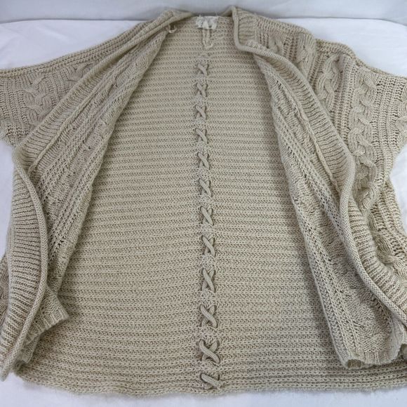Hippie Rose Womens M Cream Open-Front Cardigan Cable Classic‎ Boho Preppy Solid - Picture 10 of 10